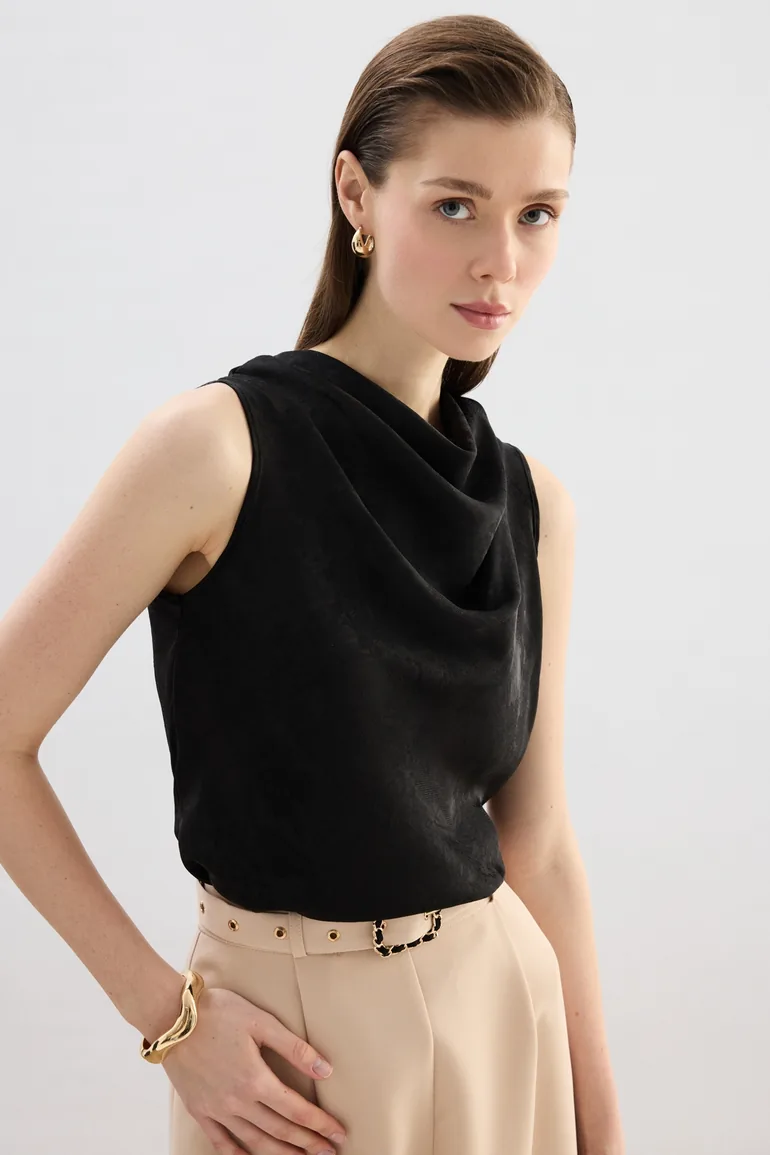 Plunging Neck Blouse - 4