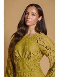 Lace Corset Waist Midi Dress - 3