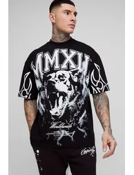Tall Oversized Extended Neck MXII Large Scale Print T-Shirt