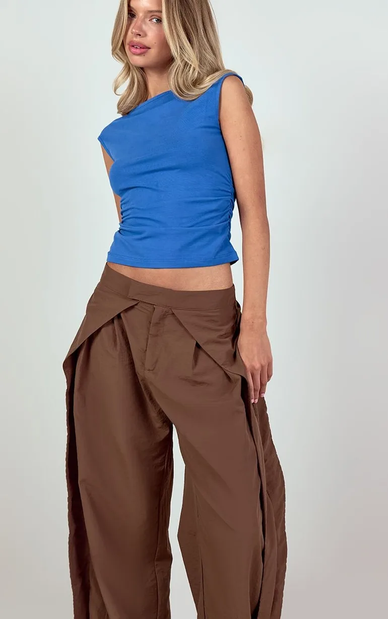 Cobalt Soft Cotton Ruched Side Sleeveless Top - 2