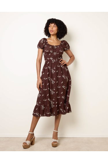 Embroidery Milkmaid Midi Dress product thumbnail 4