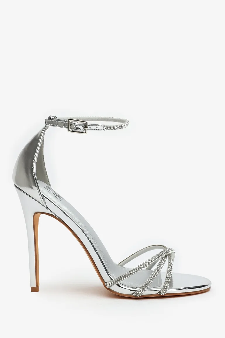 Nolita Silver Embellished Strappy Stiletto Heels - 3