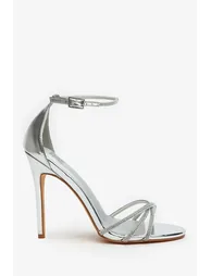 Nolita Silver Embellished Strappy Stiletto Heels - 3