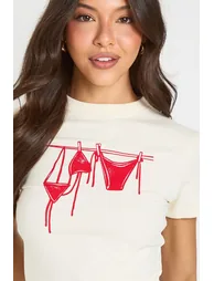 Bikini Print Baby tee - ecru - 3