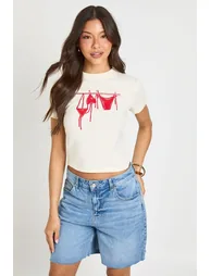 Bikini Print Baby tee - ecru - 1