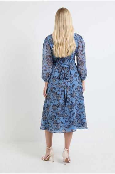 Petite Paisley Pintuck Zip Midi Dress product thumbnail 3