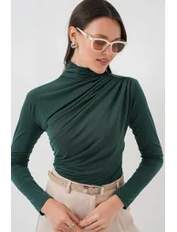 BDART Fitted Turtleneck Blouse with Drape Detail - 3