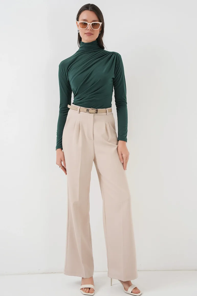 BDART Fitted Turtleneck Blouse with Drape Detail - 1