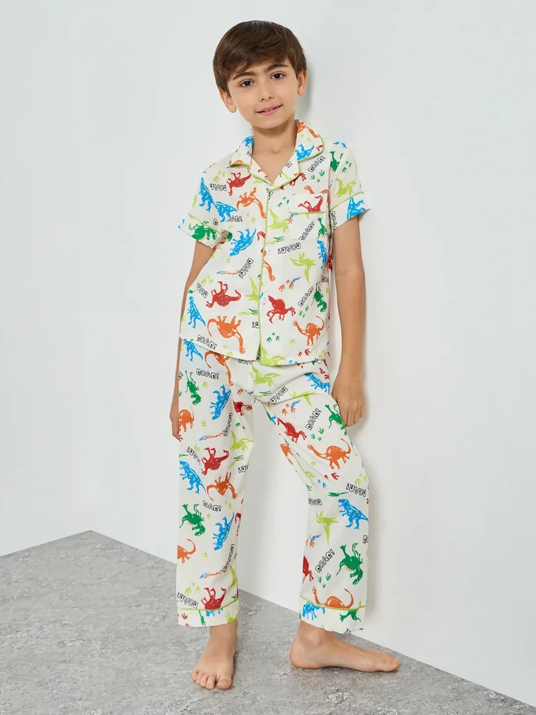 Boys All Over Print Shirt and Pyjama Set