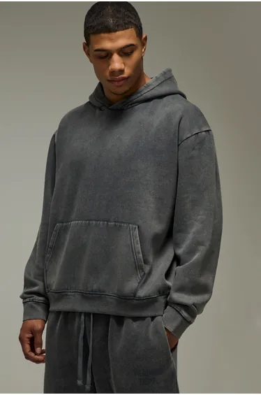 Training Dept Washed Boxy Hoodie - dark grey