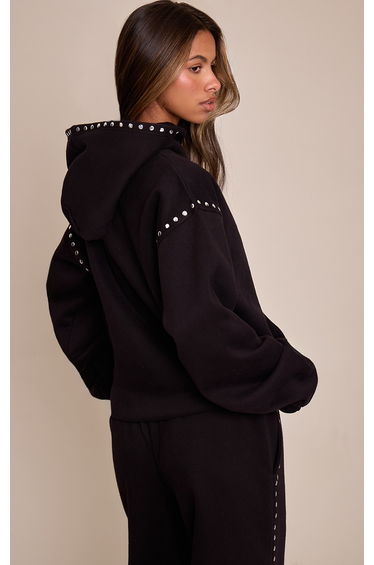Petite Black Stud Detail Hoodie product thumbnail 3