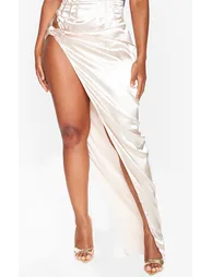 Shape Stone Satin Knot Side Maxi Skirt - 1