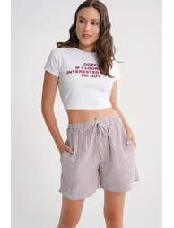 Mixray High-Waisted Striped Wide Leg Shorts - 2