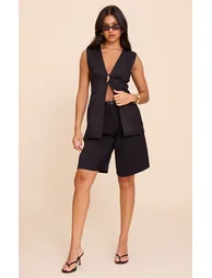Black Hardware Collarless Waistcoat - 2