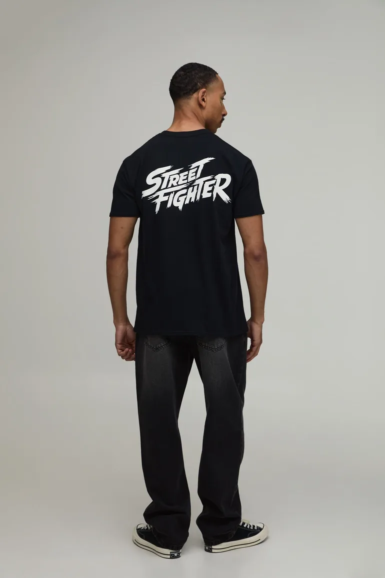 Oversized Street Fighter Washed T-Shirt - black - 3