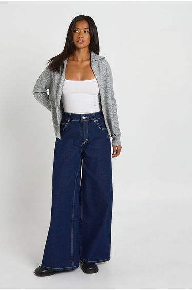 The Petite Mid Waist Wide Leg Jean - indigo