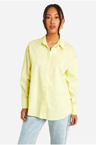 Lemon Oversized Shirt And Matching Hair Scrunchie Set - lemon
