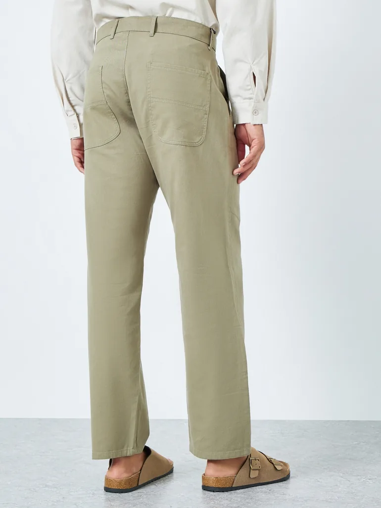 Men Olive Relaxed Fit Chinos - 2