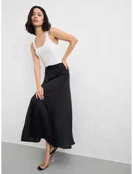 Solid Mid Rise A-Line Skirt - 4