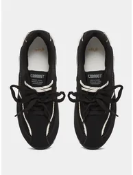 Textured Lace-Up Retro Sneakers - 4
