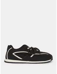 Textured Lace-Up Retro Sneakers