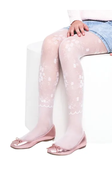 Flower Patterned Girl's Pantyhose Mousse Socks