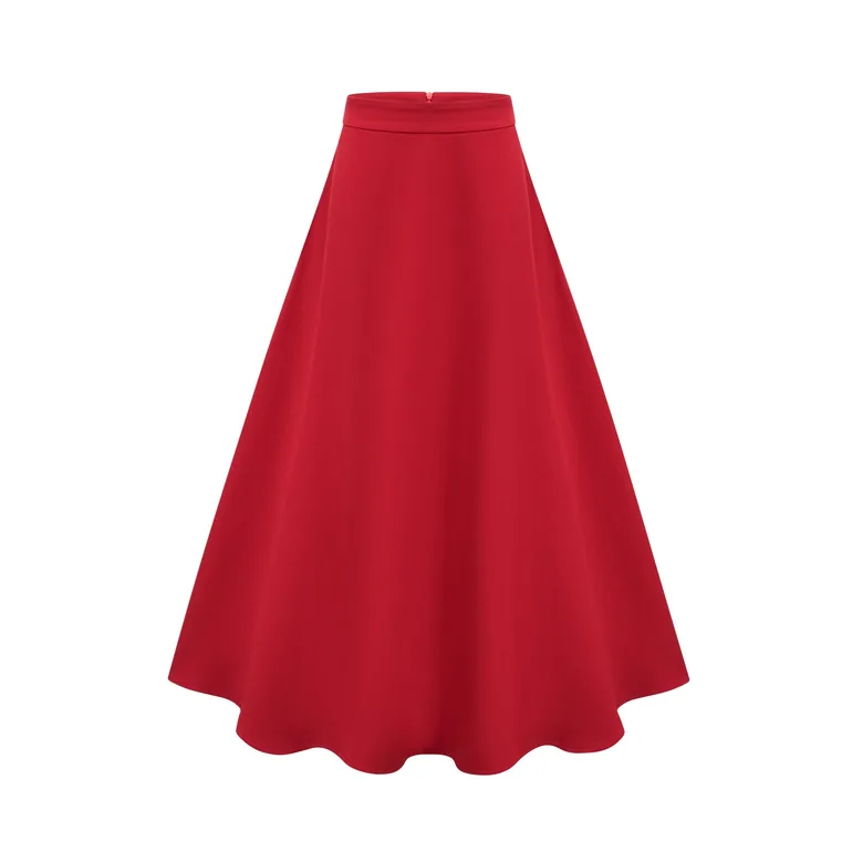 Colette red pleated blouse & skirt matching set - 13