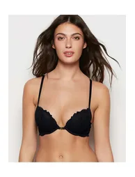 Allover Lace Push Up Bra in Tuxedo Black