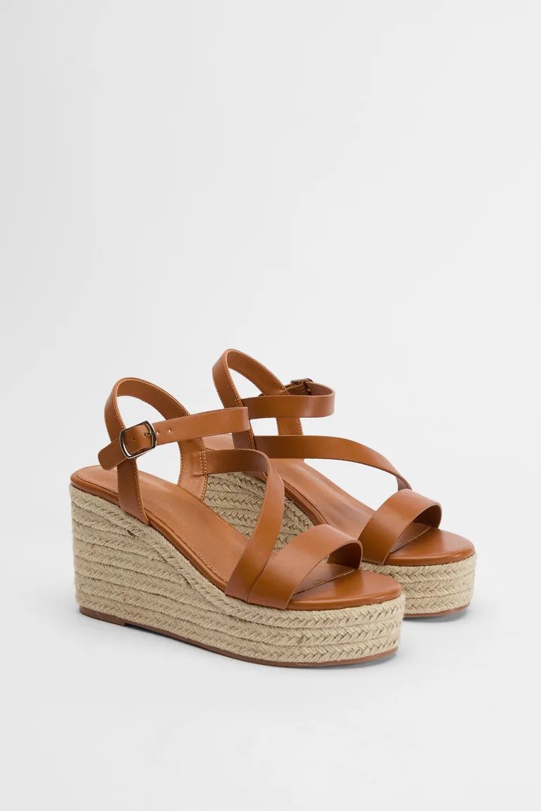 Asymmetric Espadrille Wedges - tan - 2