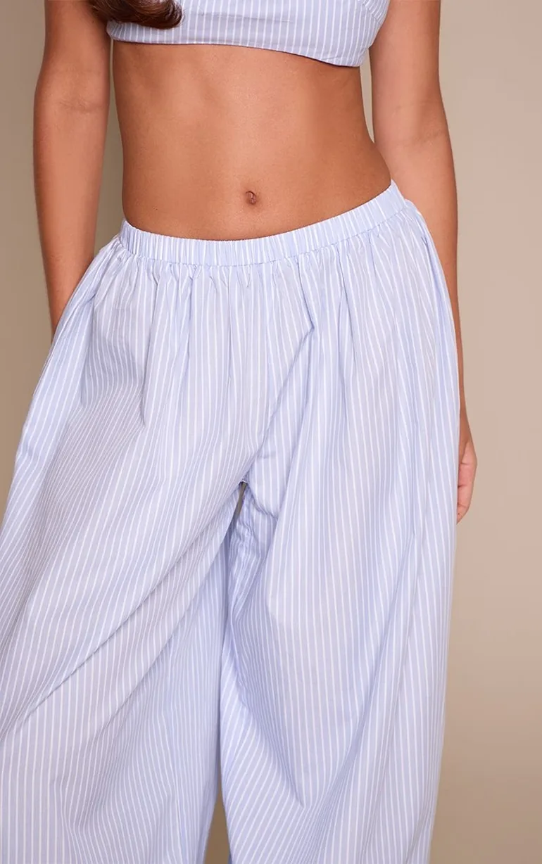Blue Pinstripe Balloon Hem Trousers - 3