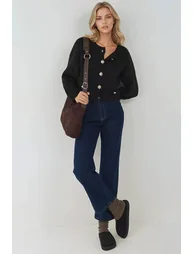 كارديغان أسود بأكمام طويلة - 3