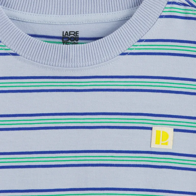 Oversized Striped T-Shirt with Crew Neck and Short Sleeves - 2