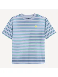 Oversized Striped T-Shirt with Crew Neck and Short Sleeves - 1