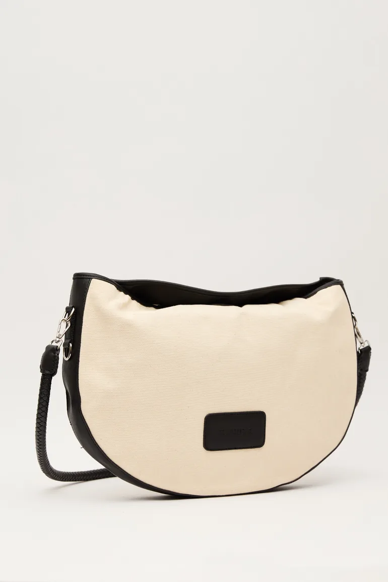 NATURAL CANVAS OVAL LARGE BAG - 5