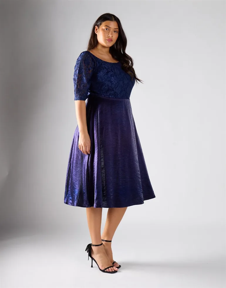 Glamorous Curve Navy Empire Dress - 1
