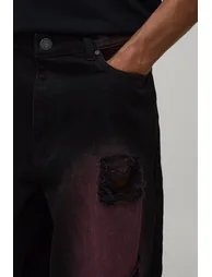 Pink Tinted Rip & Repair Baggy Fit Jeans - pink - 3