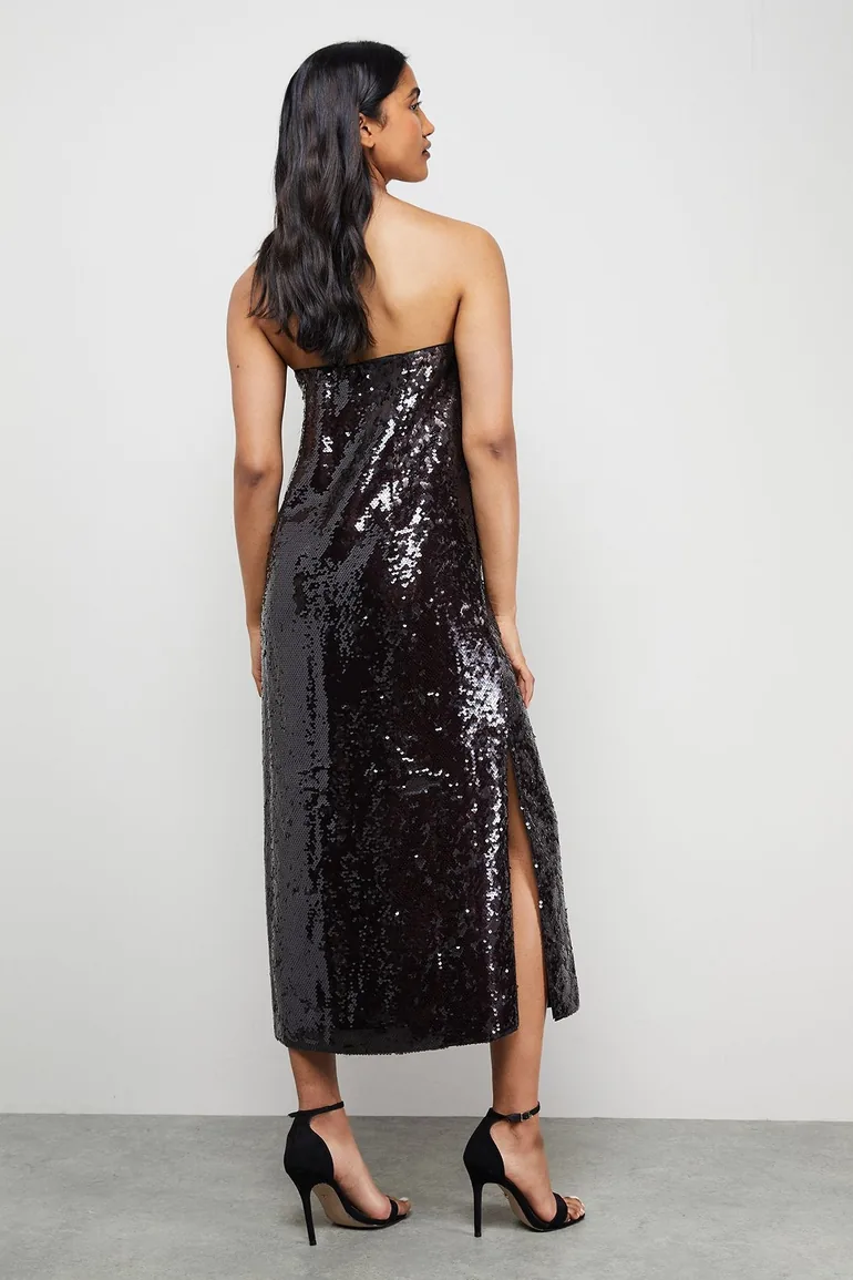 Sequin Bandeau Midi Dress - 2