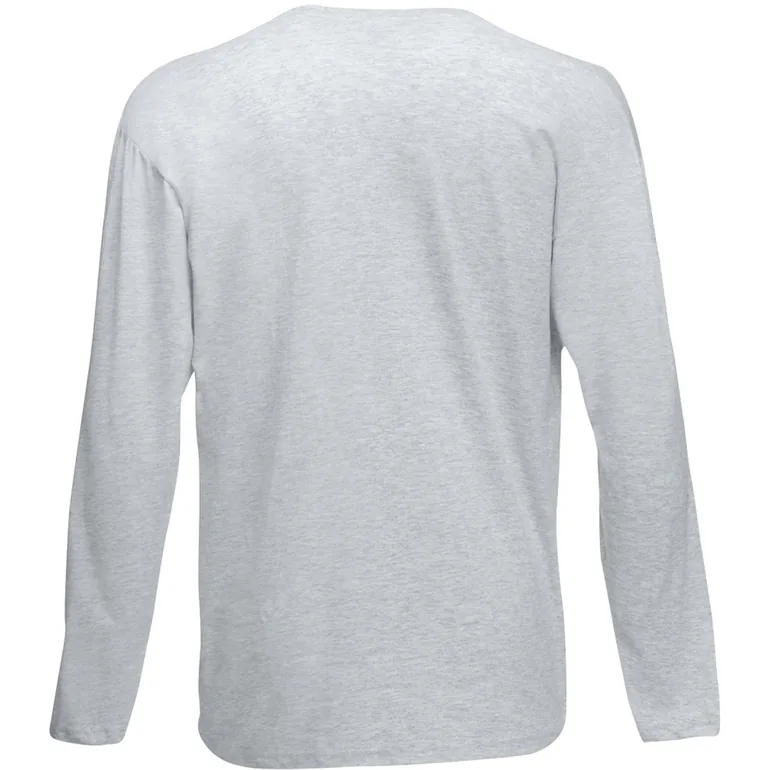 Fruit Of The Loom Mens Valueweight Crew Neck Long Sleeve T-Shirt - Heather Grey - 2