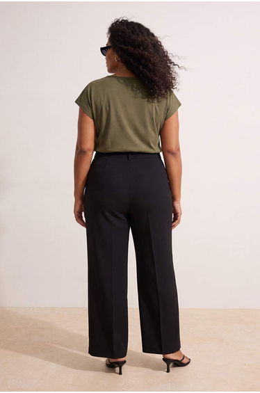 Black Exclusive Special Collection Plum Soft Button Wide Leg Pants product thumbnail 2