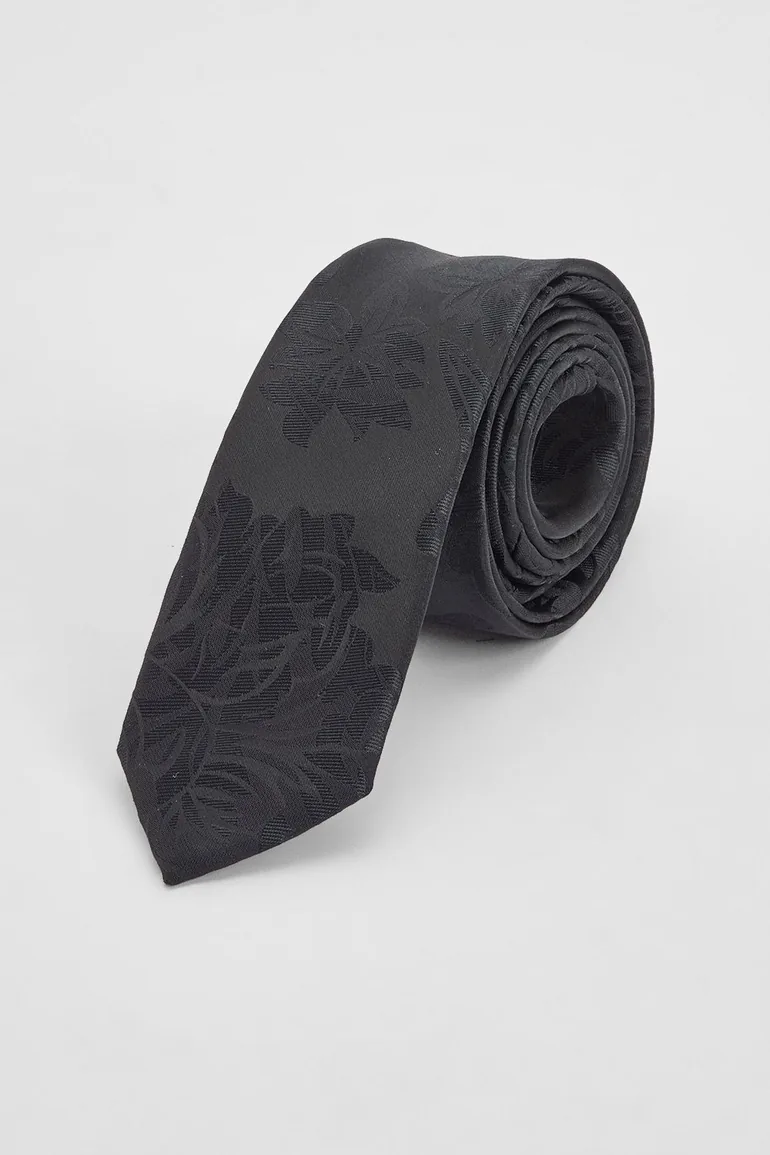 Black Floral Jacquard Tie