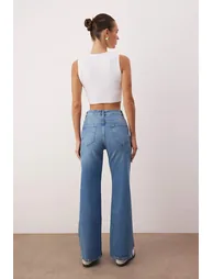 Blue high waist comfort/flexible jeans - 3