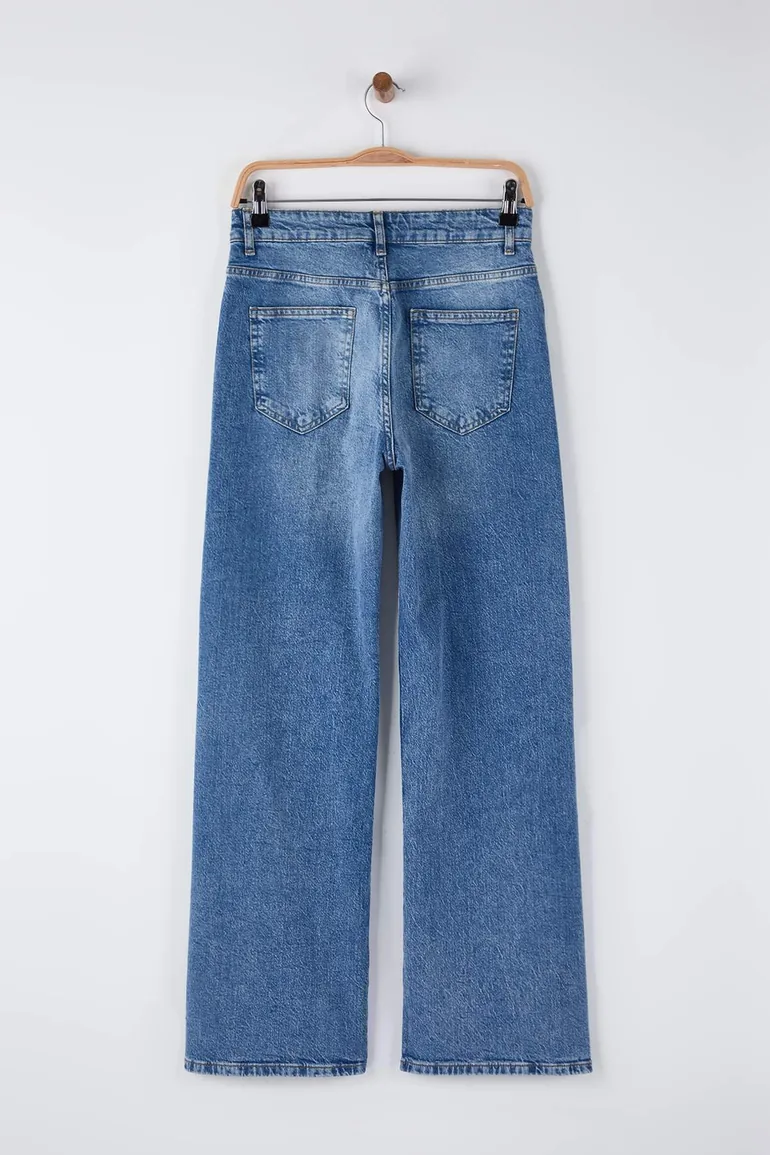 Blue high waist comfort/flexible jeans - 5