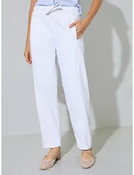 White Barrel Fit Jogger Style Jeans - 1