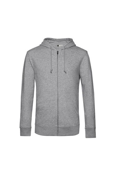 B&C Mens Organic Zipped Hoodie - Heather Grey