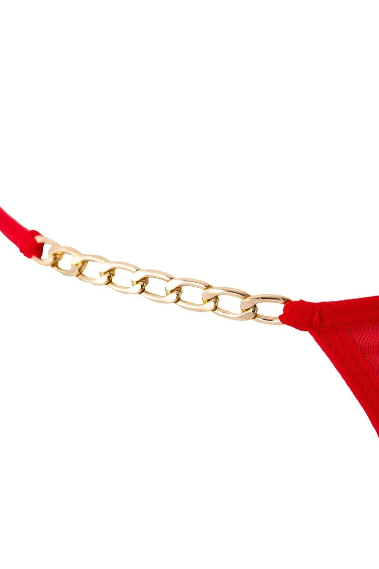 Black-Red 2-Piece Micro Chain Detailed String Panties - 6