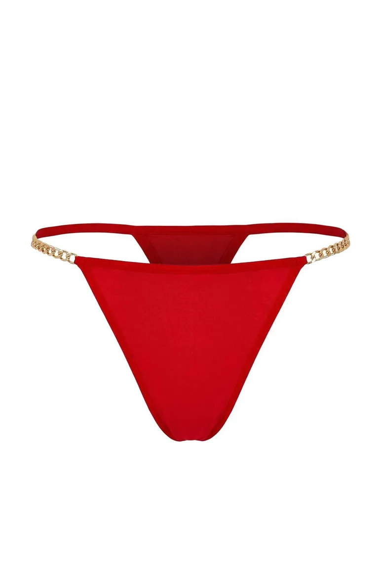 Black-Red 2-Piece Micro Chain Detailed String Panties - 5