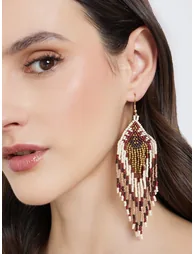Beaded Tasseled Dangle Earrings