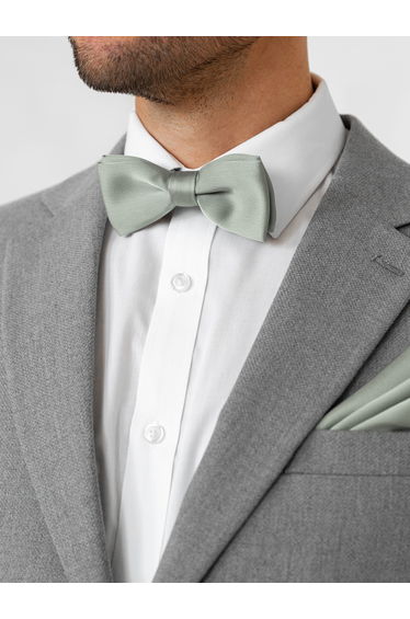 Maya Sage Green Satin Bow Tie & Pocket Square Set
