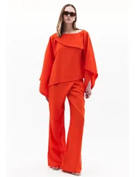 Asymmetric Blouse - SPICY ORANGE