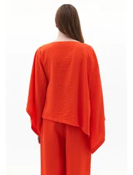 Asymmetric Blouse - SPICY ORANGE - 4